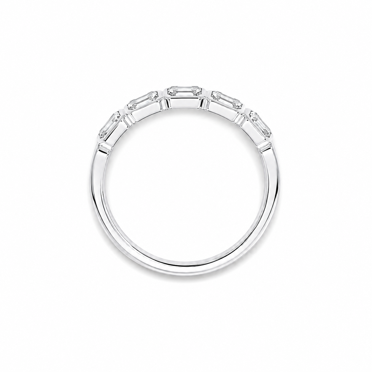 0.77ct East-to-West Emerald-Cut Lab-Grown Diamond Band in 18ct White Gold, view 3
