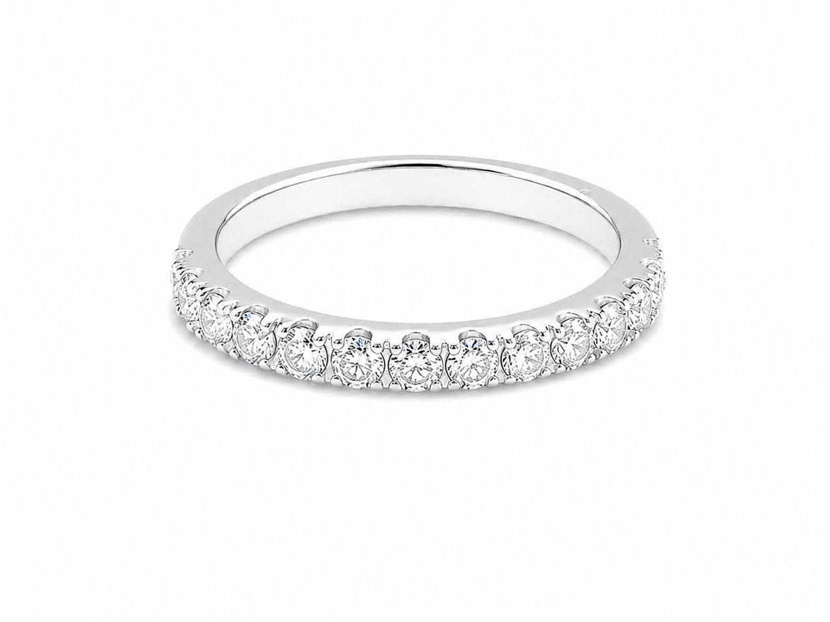 0.76ct Round Lab-Grown Diamond Claw-Set Wedding Band in 18ct White Gold, view 1