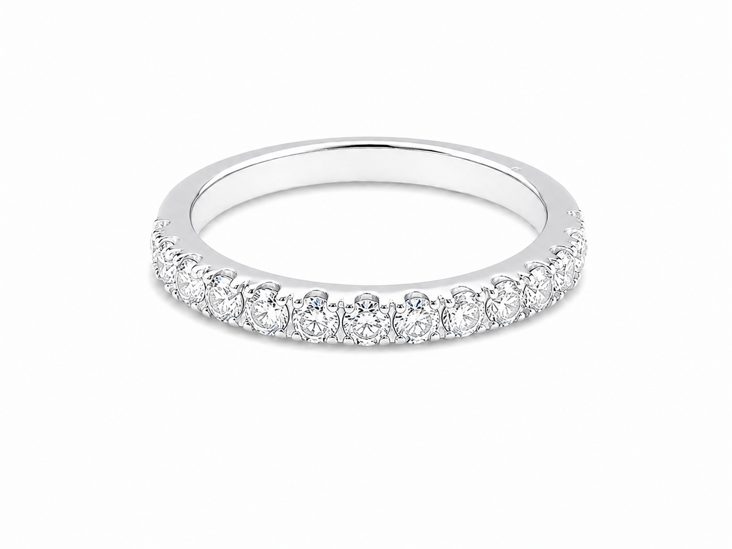 0.76ct Round Lab-Grown Diamond Claw-Set Wedding Band in 18ct White Gold, view 1