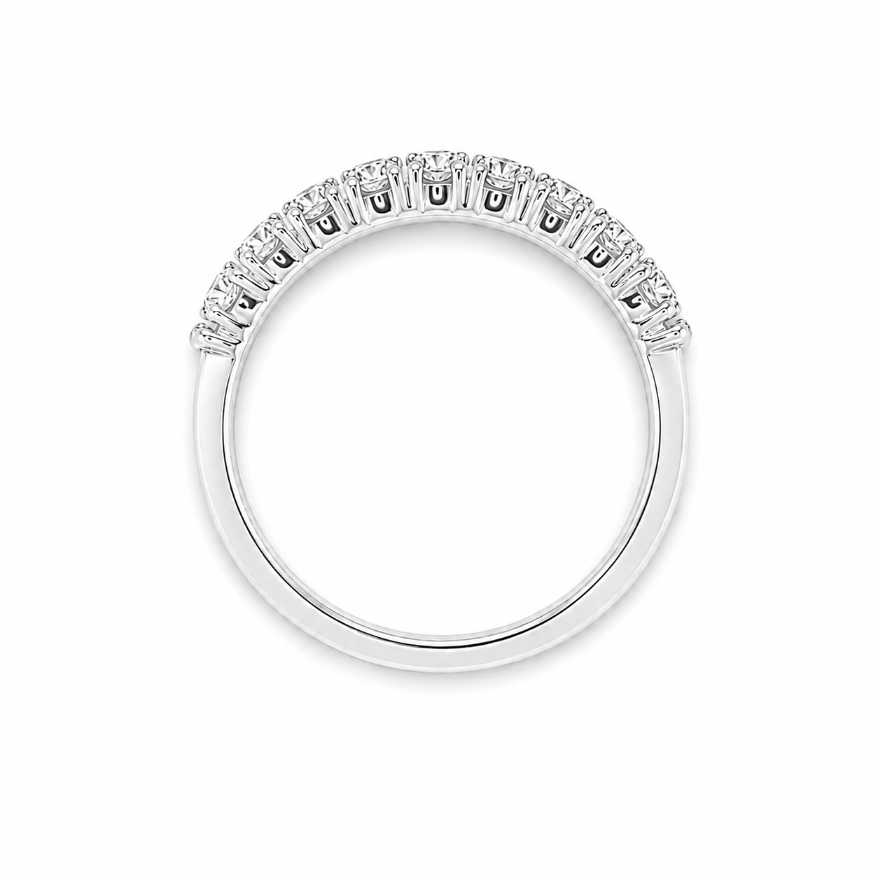 0.76ct Round Lab-Grown Diamond Claw-Set Wedding Band in 18ct White Gold, view 3