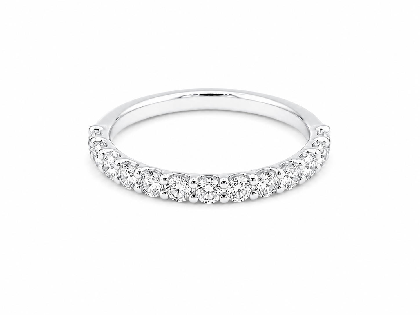 0.45ct Lab-Grown Diamond Shared-Claw Wedding Band in 18ct White Gold, view 1