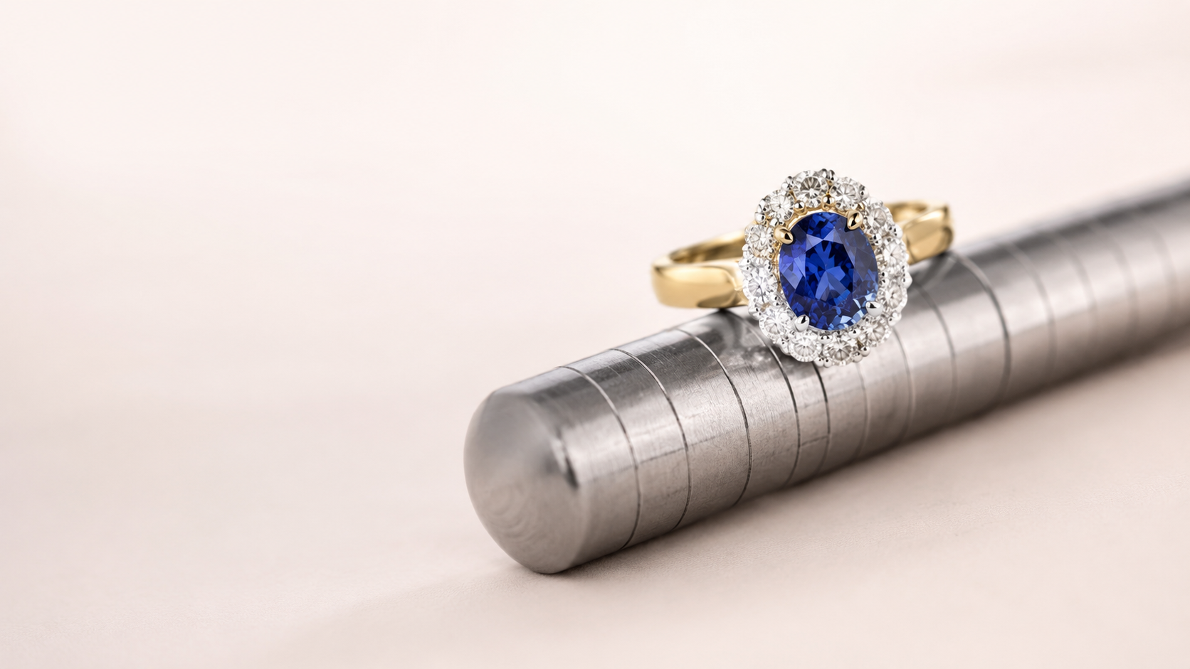 Ring being prepared for precise resizing work
